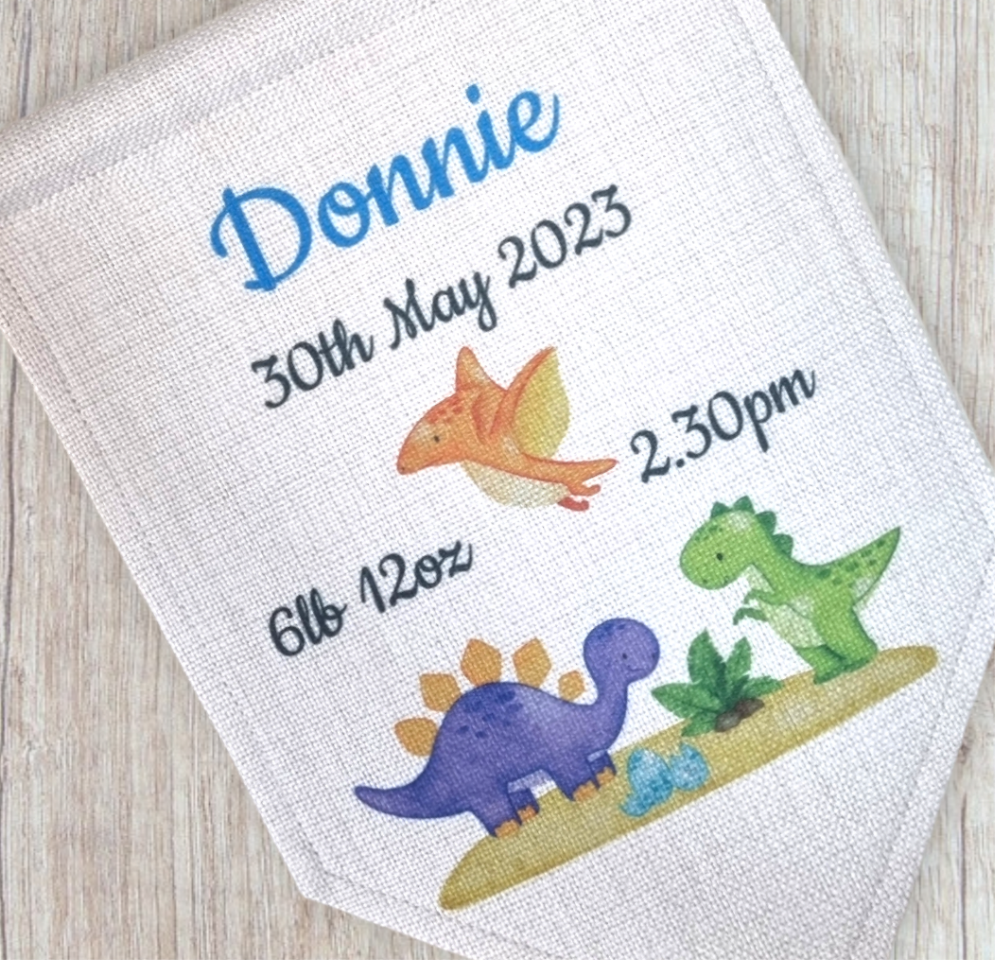 New Baby Hanging Pennant Flag -  Birth Announcement Gift - Birth Detail Pennant - Personalised New Baby Gift